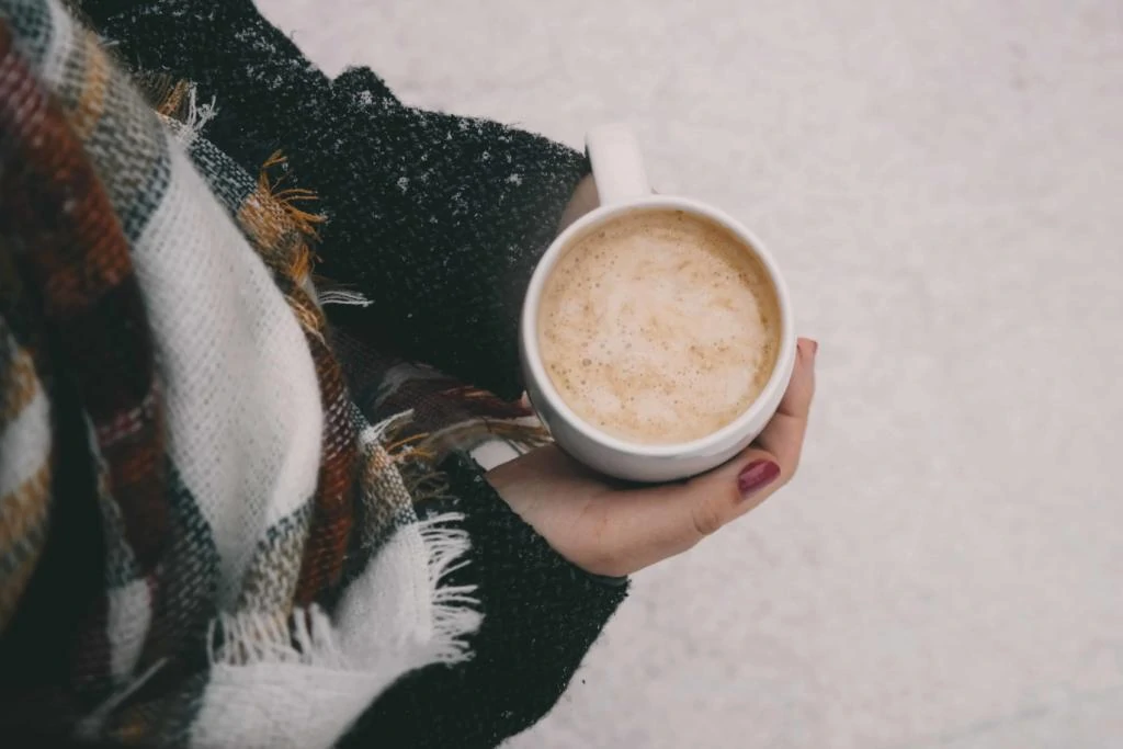 hot coffee in cold weather