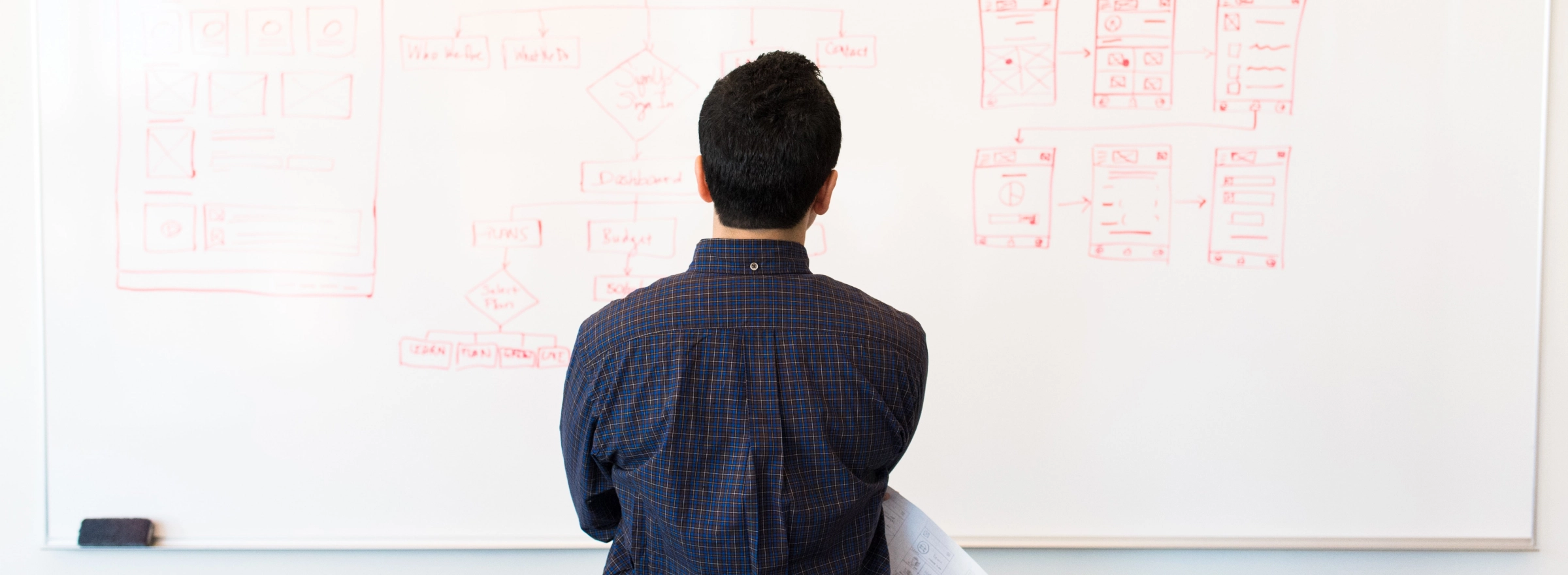 man considering business options