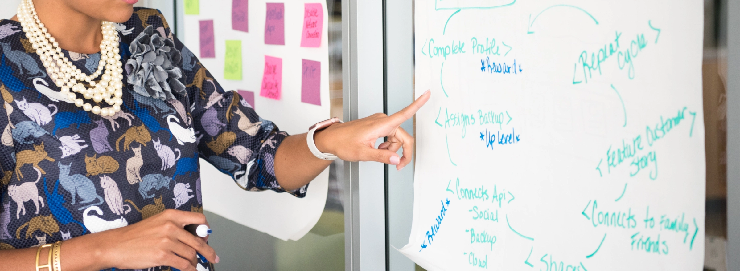 woman giving a presentation
